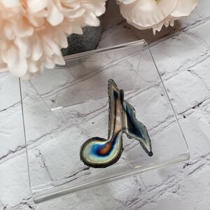 Hand torched Chrome Plated Musical Note Brooch Pin